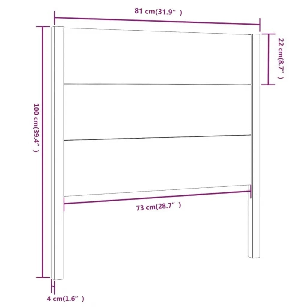 Testiera per Letto ambra 81x4x100 cm in Legno Massello di Pino