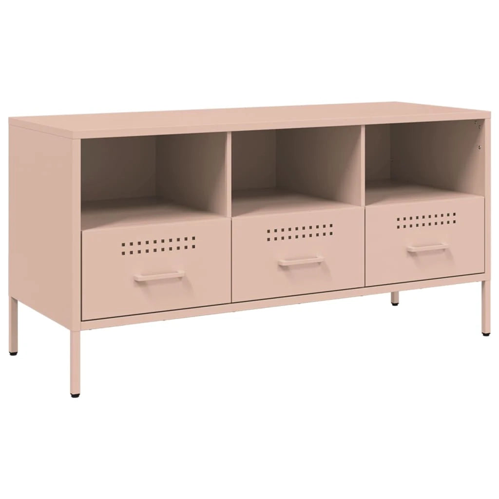 Mobile TV multimediale mensola TV credenza TV sala da pranzo soggiorno camera da letto rosa 100,5 x 39 x 50,5 cm acciaio rosa 02_0028281