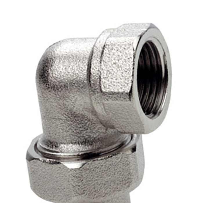 Bocchettone a 3 pezzi curvo cromato