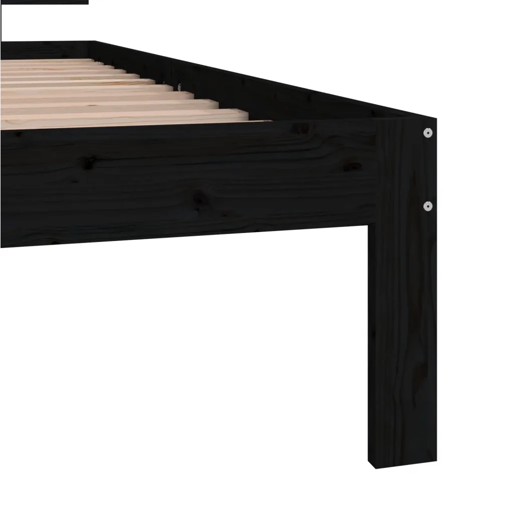Giroletto Nero in Legno Massello di Pino 90x200 cm 810484
