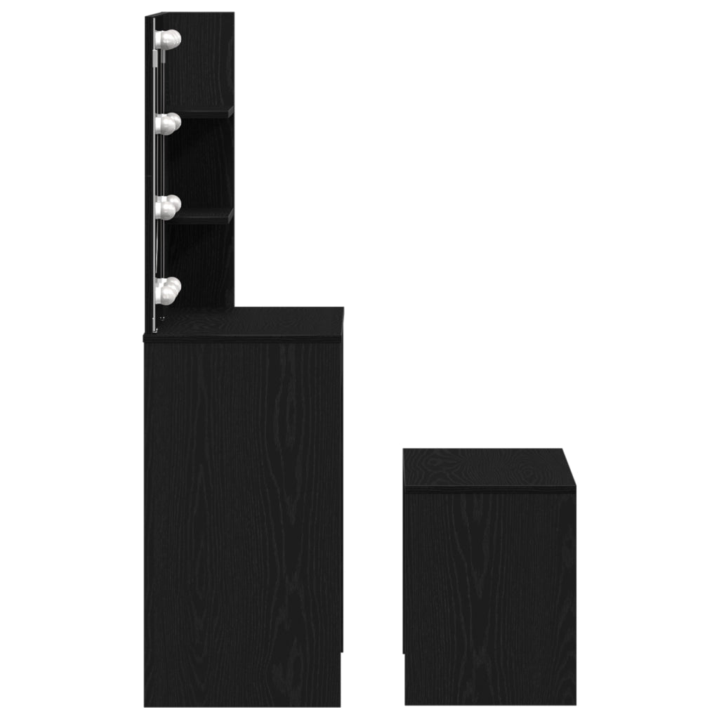 Set di toeletta  con LED in rovere nero in legno ingegnerizzato