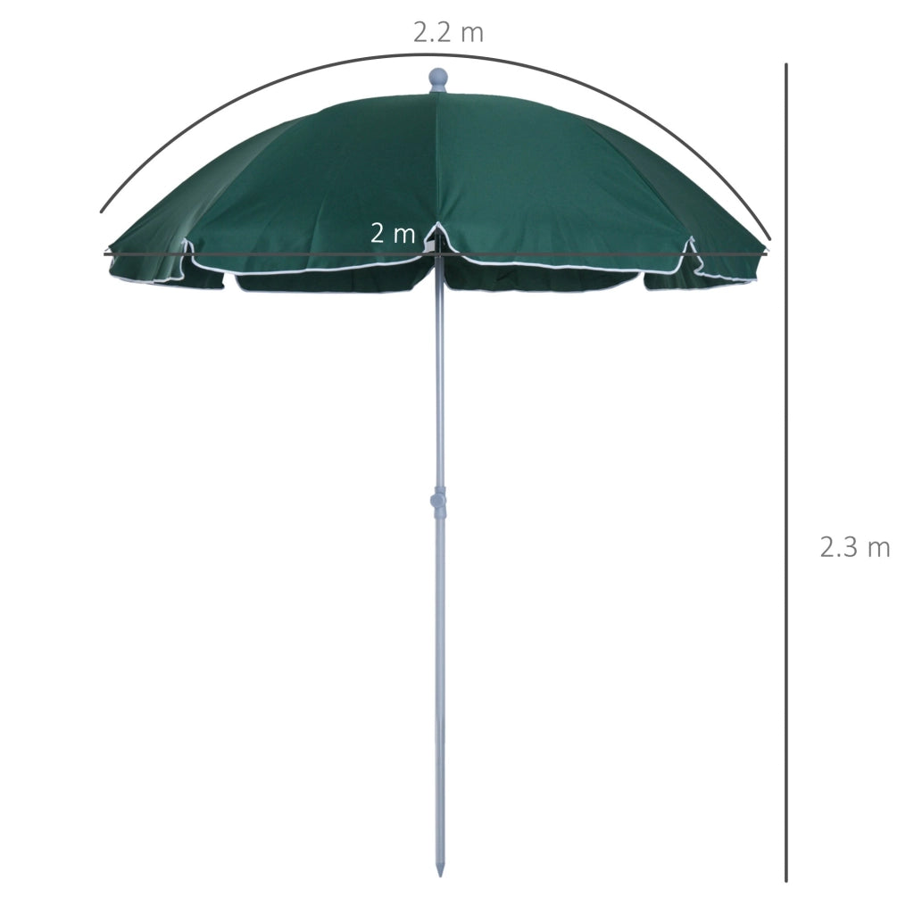 Ombrellone da Giardino Ø2,2 m Palo Ø28 mm in Metallo Tettuccio Inclinabile Verde scuro