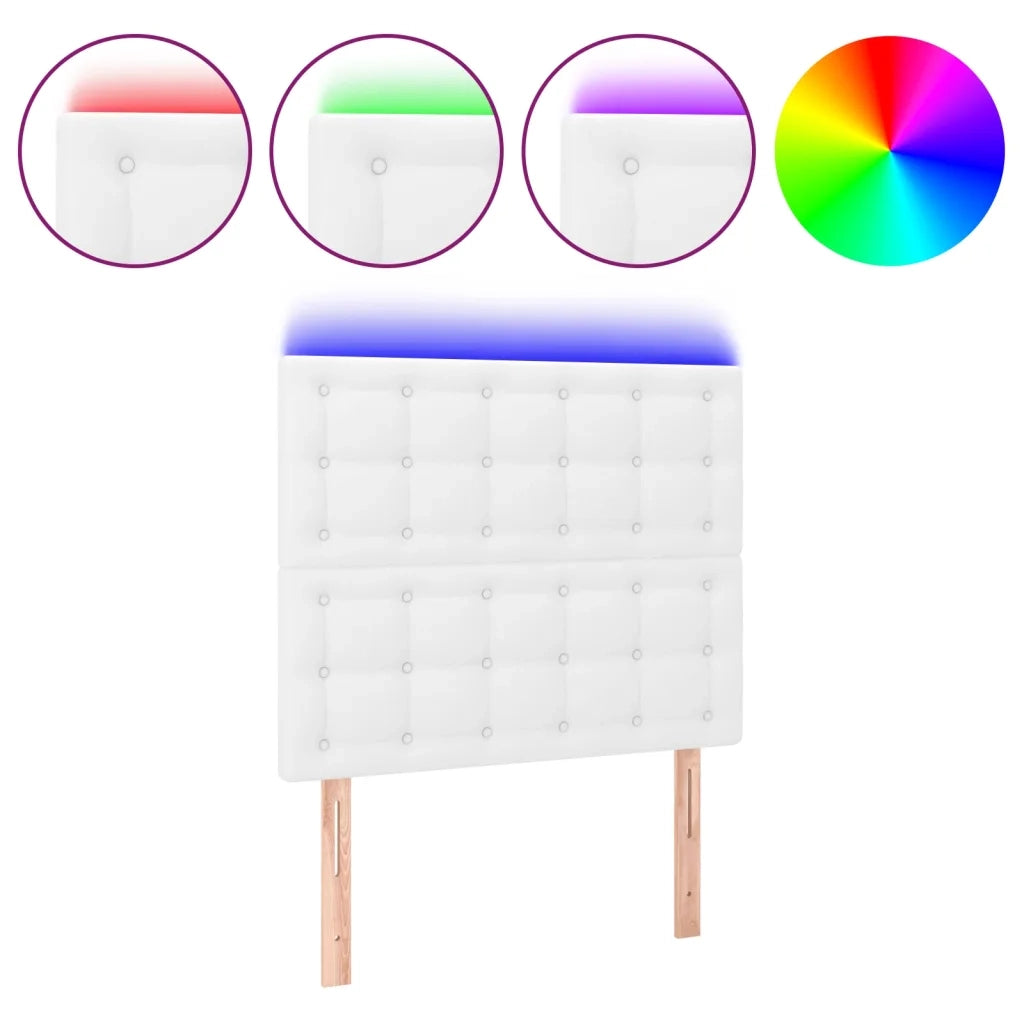 Testiera a LED Bianco 100x5x118/128 cm in Similpelle 3122509