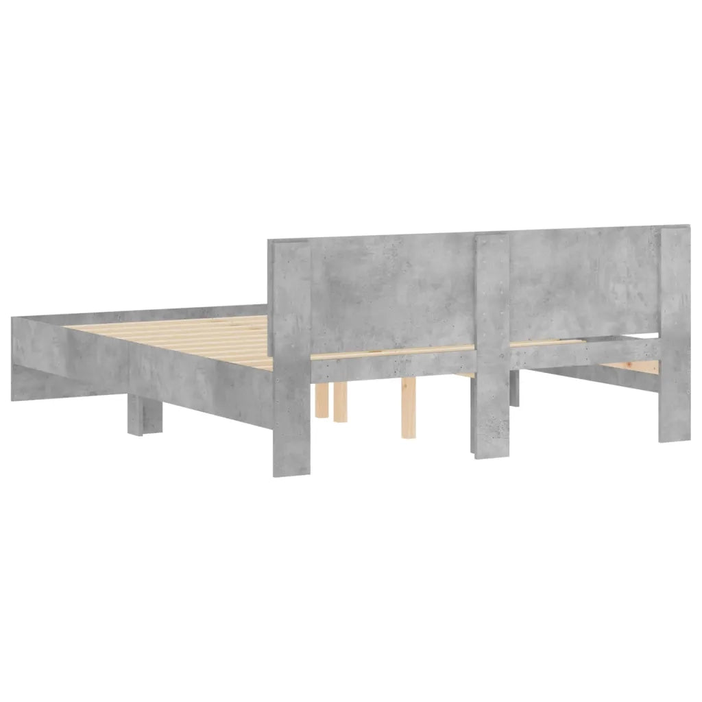 Giroletto con Testiera-Struttura Letto con testiera Grigio Cemento 140x200 cm