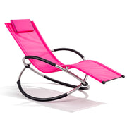 Poltrona A Dondolo Basculante Da Giardino Con Seduta Ergonomica Poggiatesta Removibile Telaio In Metallo Per Relax Outdoor 73 x 150 x 93 Cm Fuxia