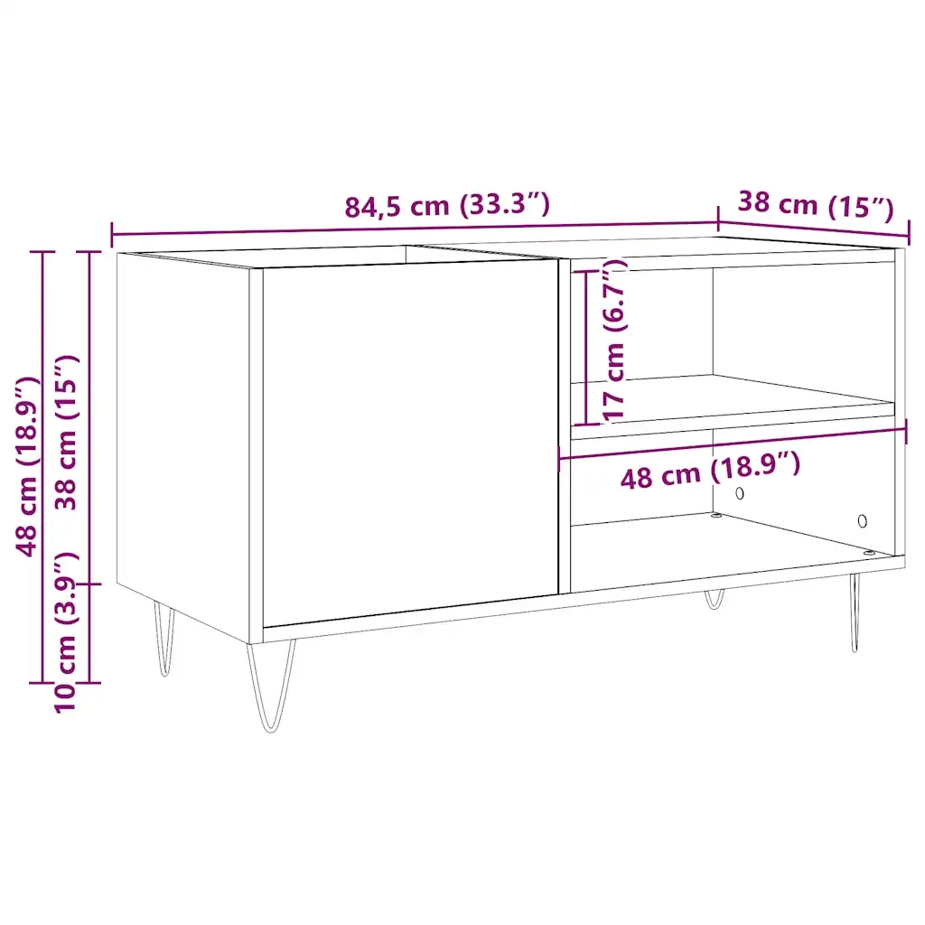 Mobile Porta Dischi Legno Antico 84,5x38x48cm Legno Multistrato