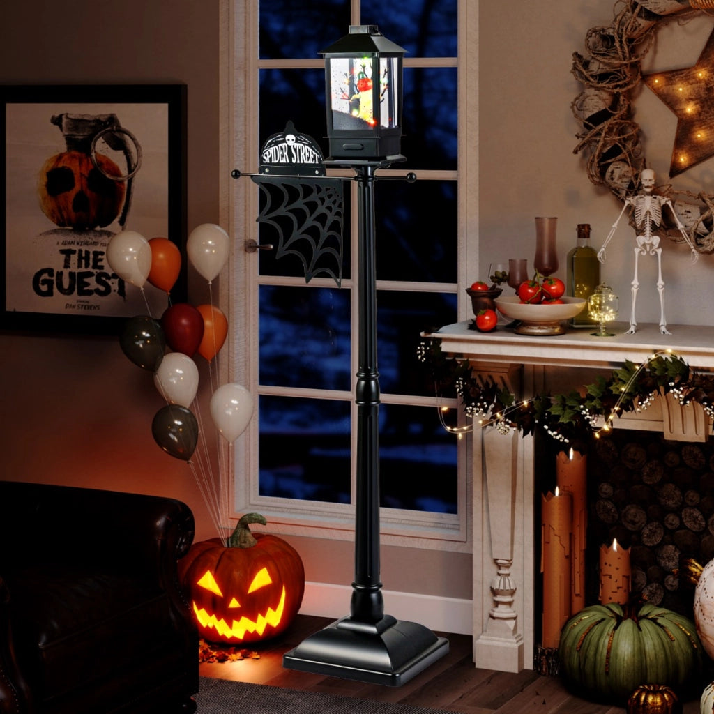 Lampione da interno attivato dal suono con luci LED a 6 colori, Palo della lampada di halloween alto 155 cm Nero-Halloween