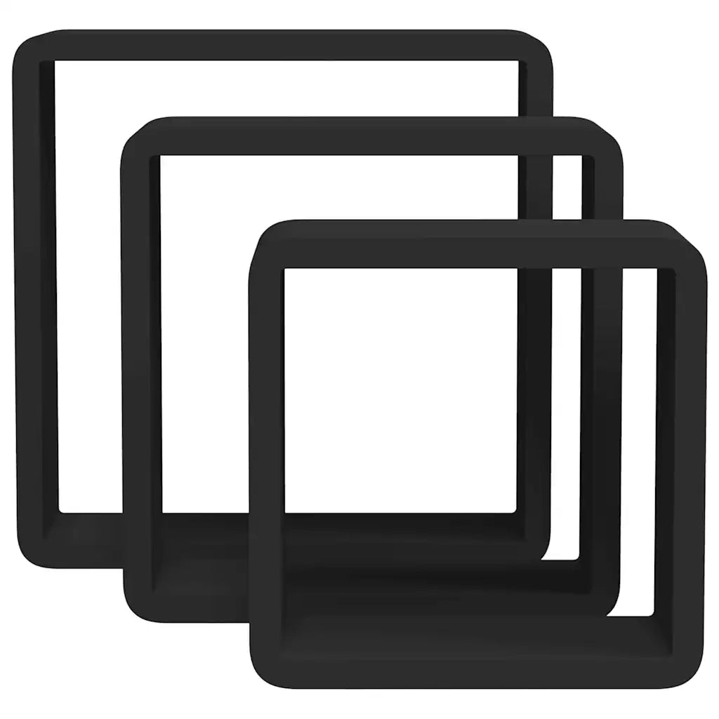 Mensole a Cubo da Parete 3 pz Nere in MDF cod mxl 65034