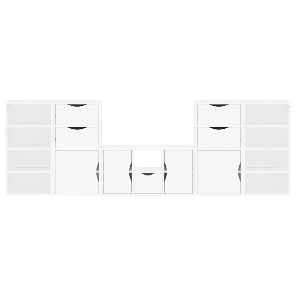 Mobile TV 5 pz con Contenitore ODDA Bianco in Legno di Pino 3365377