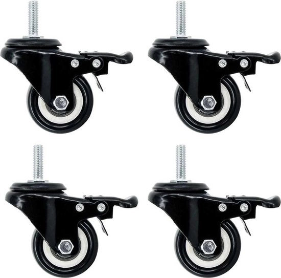 4 x ruote di trasporto con freno M8 - ruote di trasporto industriali 360° - accessori di profilo in alluminio