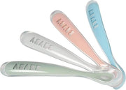 Set di 4 cucchiai in silicone con scatola di trasporto - cucchiaio per neonati per la prima colazione Multicolor
