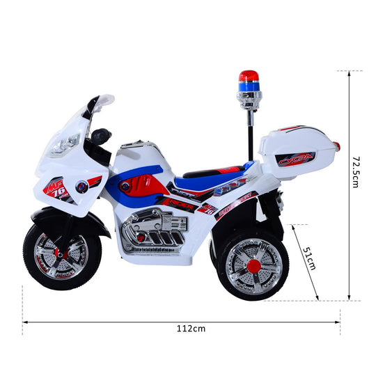 Moto Elettrica Polizia per Bambini 6V con Sirena Police Bianca