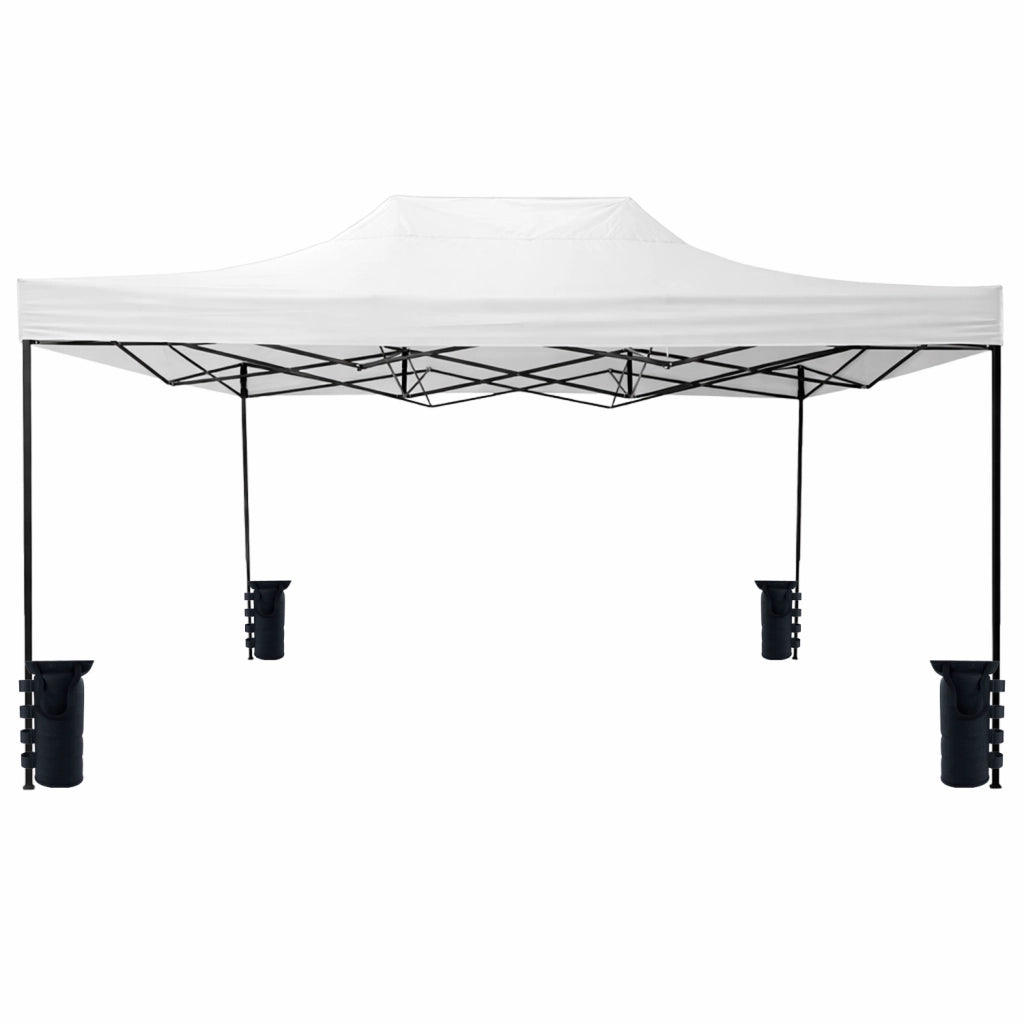 Gazebo Professionale Con Struttura A Fisarmonica Richiudibile Automatico In Acciaio E Telo Oxford 1200D PVC Impermeabile E Anti UV Dotato Di Sacche Zavorra E Borsa Trasporto Per Sagre Feste Eventi 3x4.5 M Bianco
