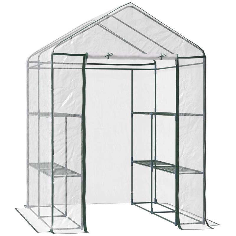 SERRA DA GIARDINO IN PVC TRASPARENTE SCAFFALI PER PIANTE 143 X 143 X 195 CM