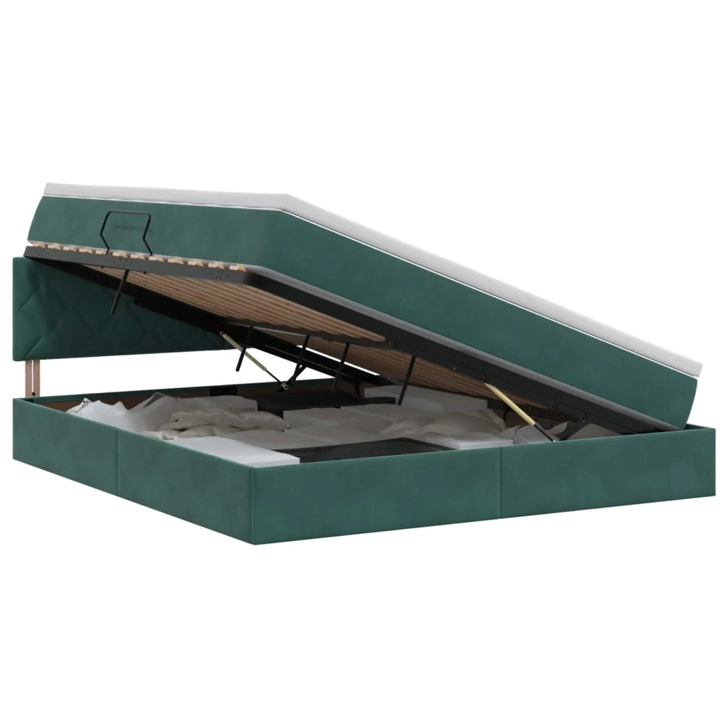 Letto con Contenitore Verde Scuro 160 x 200 cm Velluto 3458880
