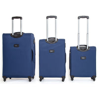 Set 3 Valigie Trolley Morbide in Poliestere 4 Ruote TSA Ravizzoni Matisse Blu