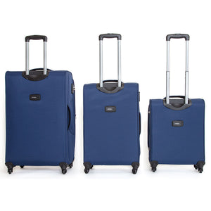 Set 3 Valigie Trolley Morbide in Poliestere 4 Ruote TSA Ravizzoni Matisse Blu