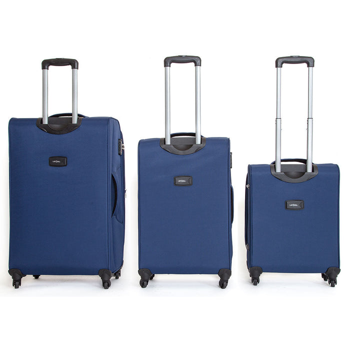 Set 3 Valigie Trolley Morbide in Poliestere 4 Ruote TSA Ravizzoni Matisse Blu