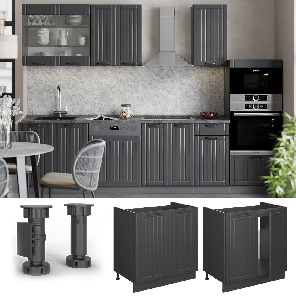 Vicco Mobile lavello cucina Grigio scuro 80 cm , PL Marmo