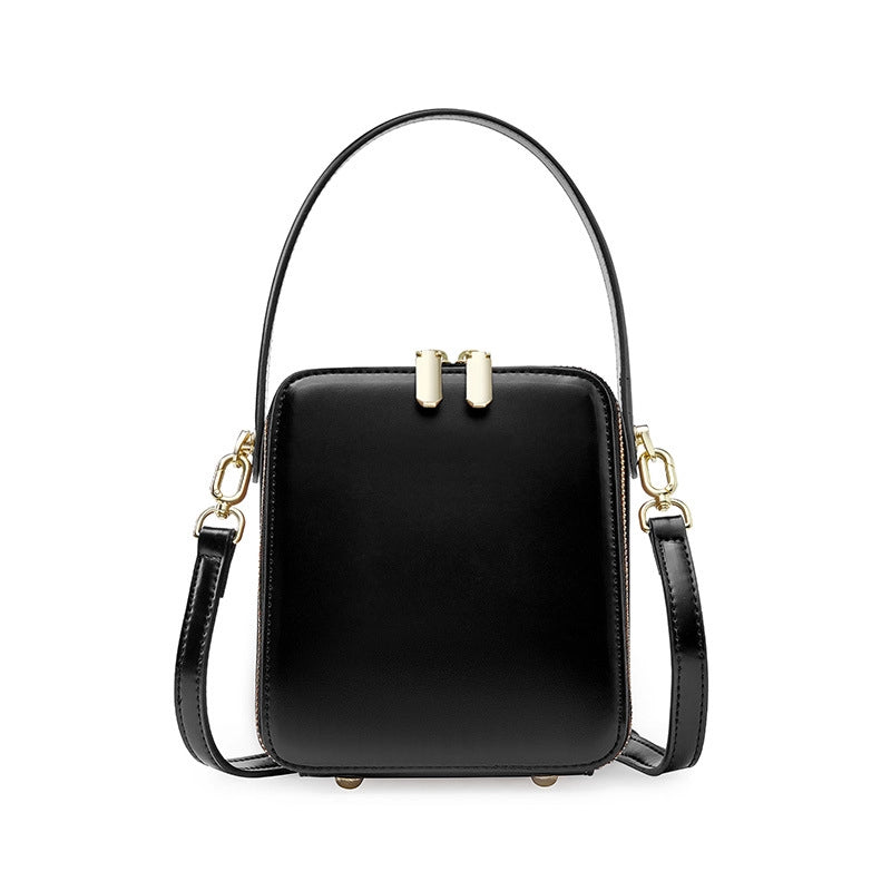 Borsa a tracolla da donna in vera pelle nera