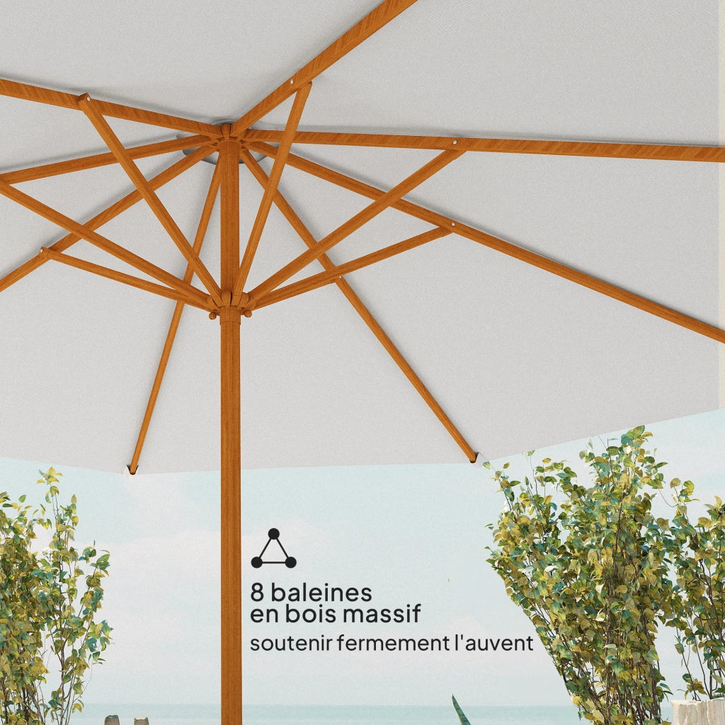 Ombrellone da giardino rotondo ¨C zephmum ¨C beige, legno, ? 2.7m