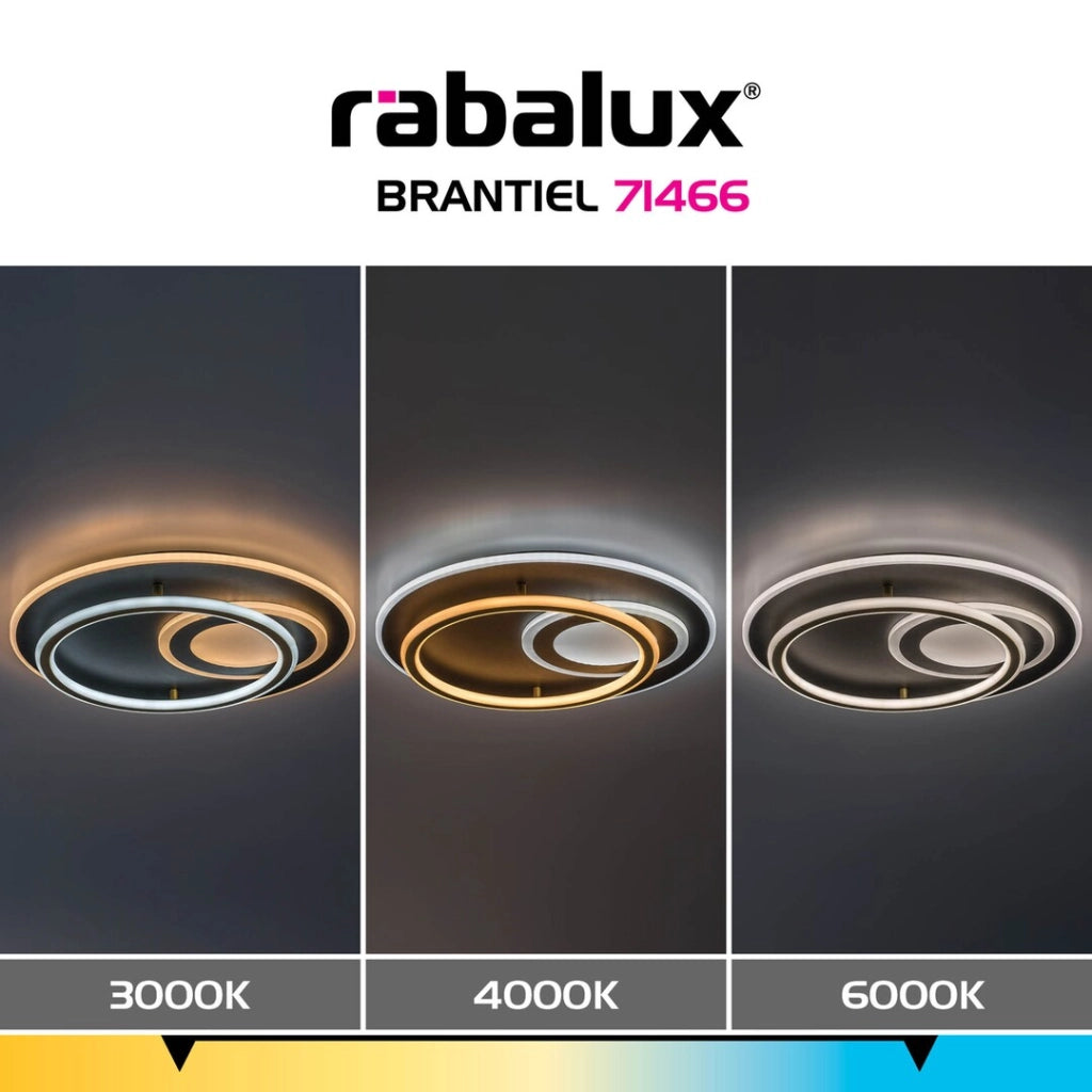 Plafoniera LED Brantiel 3 luci nera oro Ø50 cm Rabalux