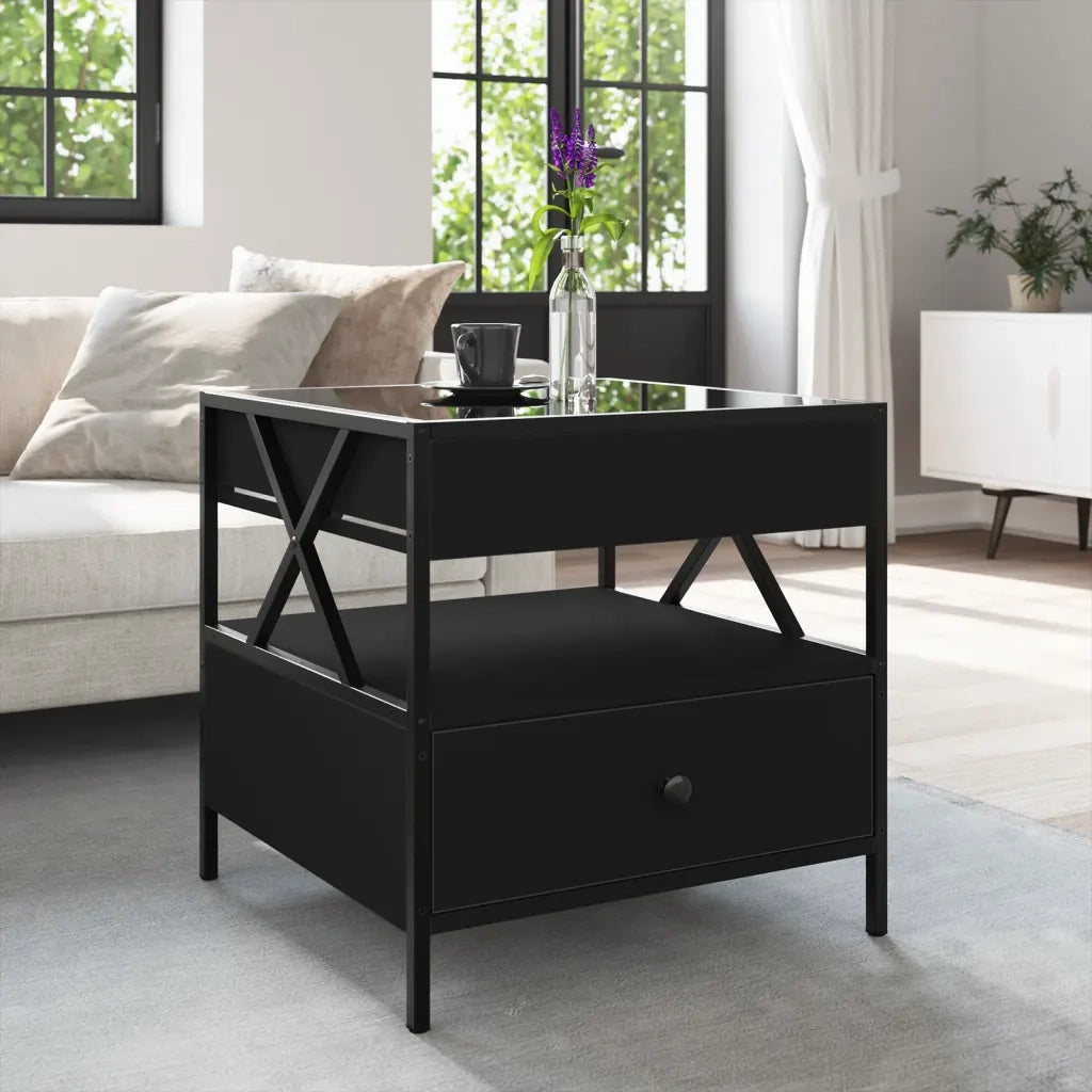 Tavolino da Salotto con LED Infinity Nero 50x50x51 cm 847712