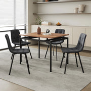 Set da Pranzo Hemnes Tavolo Rettangolare 100x60 cm Effetto Rovere e 4 Sedie Effetto Velluto Grigio Scuro [en.casa]