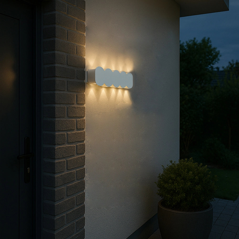 Applique da Muro LED 10Luci Bianco Caldo Esterno Interno Alluminio 26x8x3 cm Bianco
