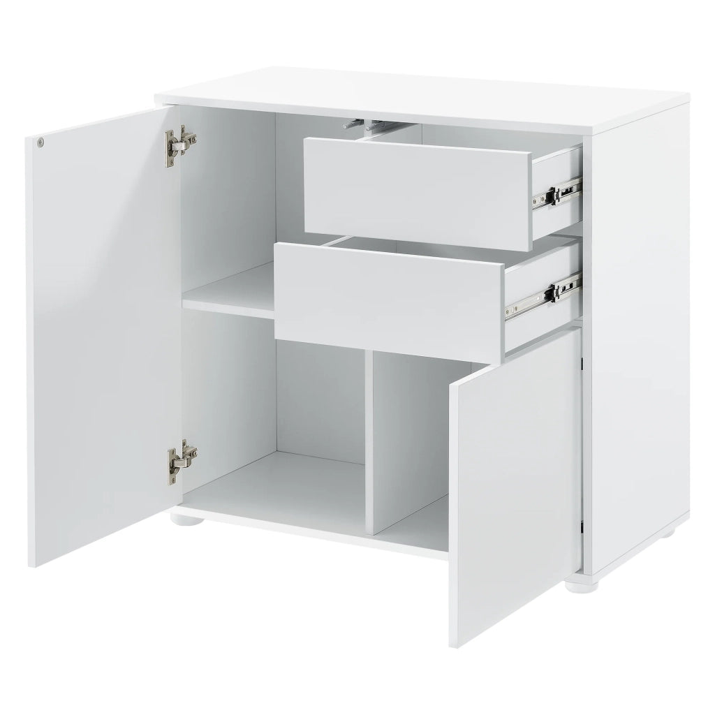 Cassettiera con 2 cassetti e 2 ante 74 x 79 x 36 cm bianco opaco 03_0006818