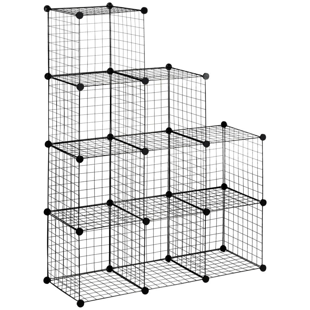 Scaffale modulare a cubi in metallo nero, 6 moduli, 35x35x35 cm, multiuso per casa e ufficio