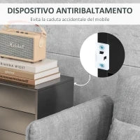 Credenza Moderna con 2 Armadietti e 2 Cassetti con Apertura a Pressione, 79x36x74cm, Nero Lucido