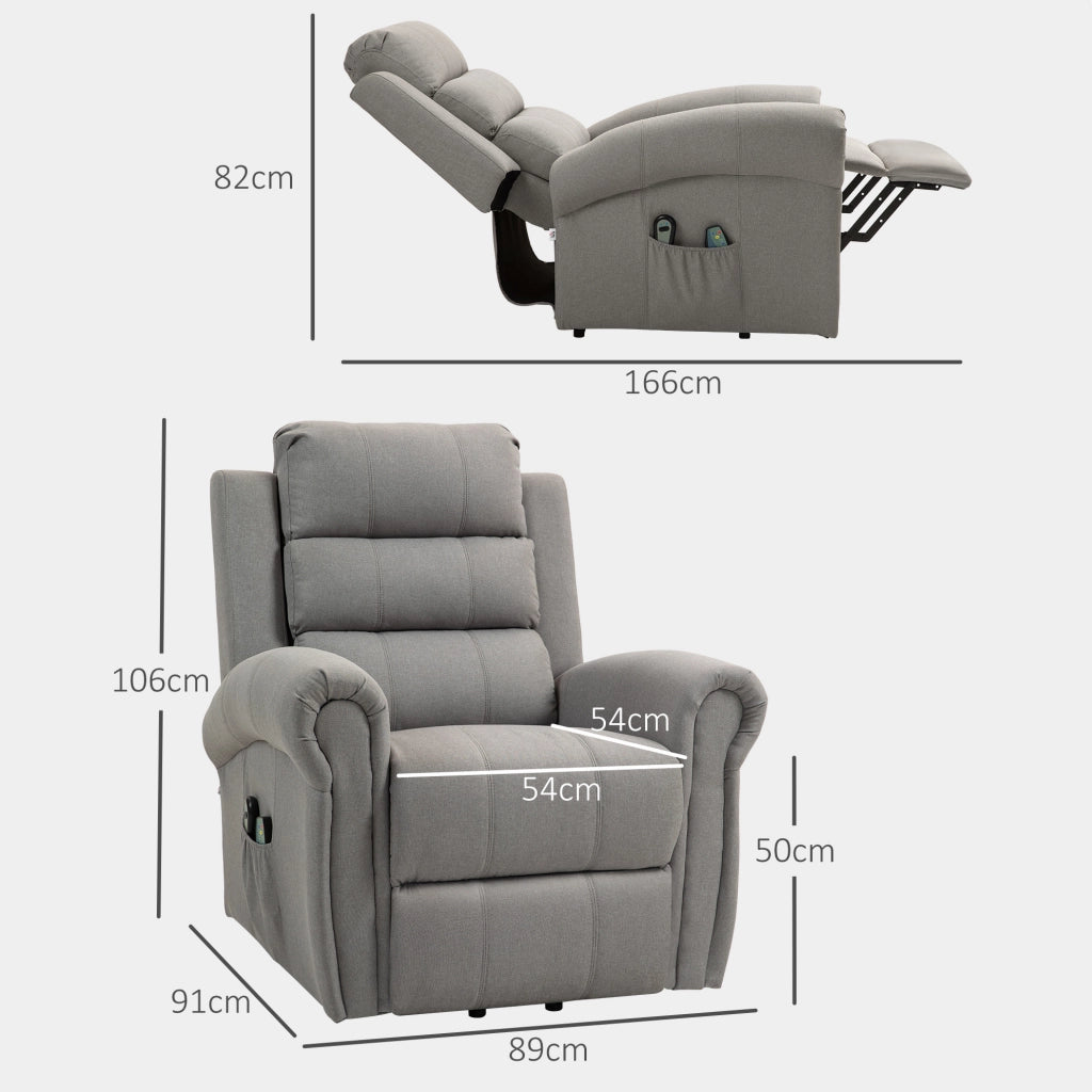 Poltrona relax elettrica con alzata, massaggio e calore grigio