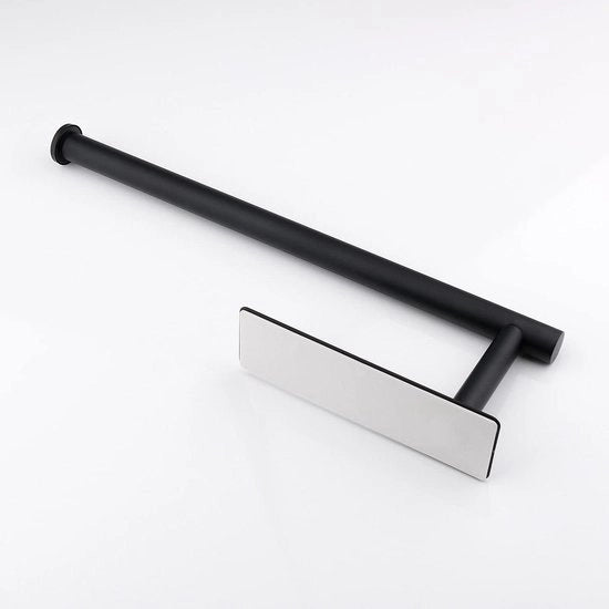 Sostegno per Asciugamani in Acciaio Inossidabile da Appendere - Autoadesivo o da Forare - Montaggio a Parete - Nero - Materiale di Costruzione per Cucina e Bagno
