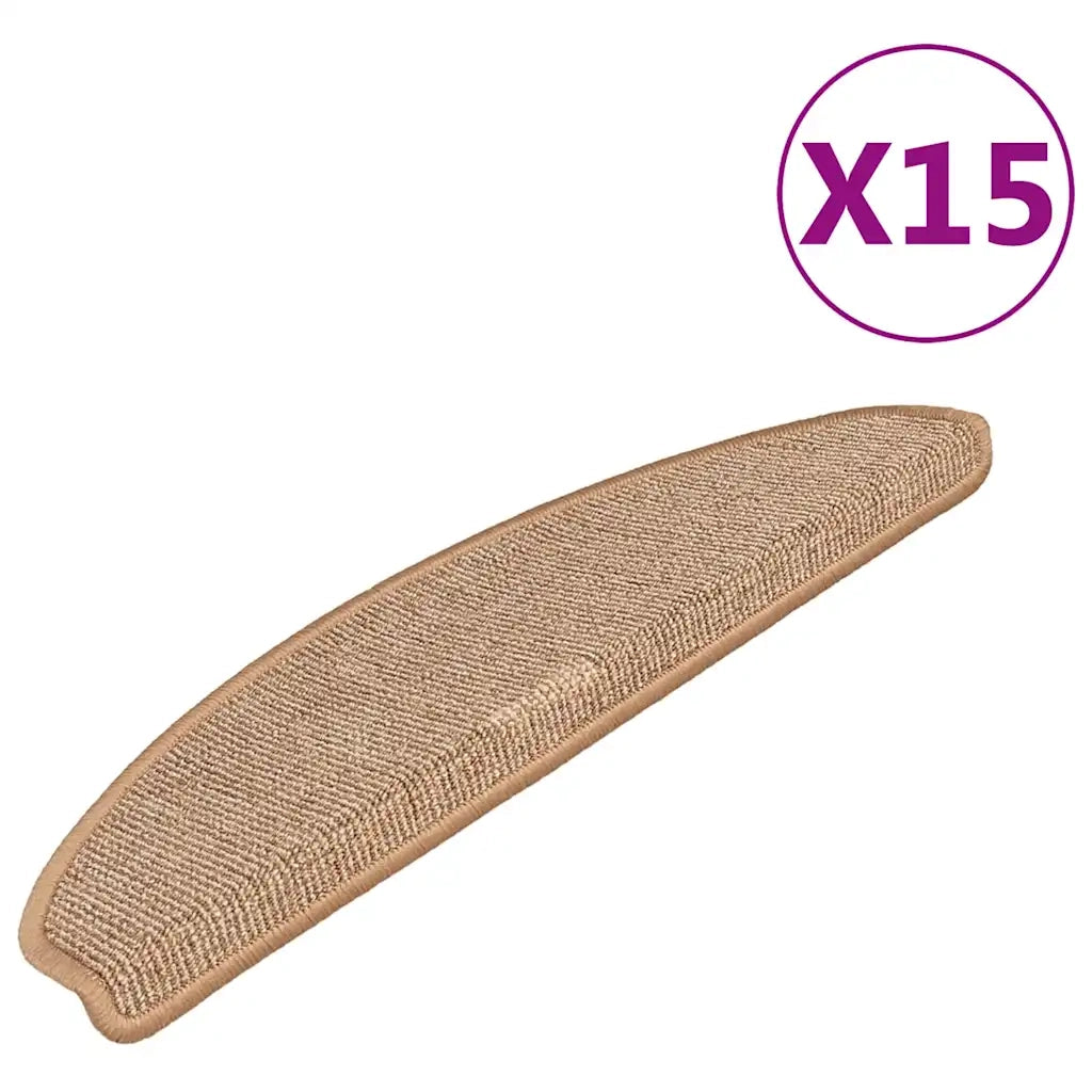 Tappetini per scale 15 pz 65x21x4 cm Marrone chiaro Semicircolari Grandi 149859