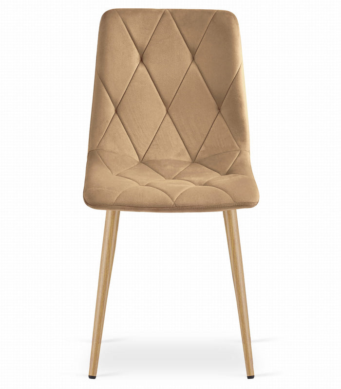 Sedia VALORA TYRA - Moderna in velluto marrone con gambe color legno