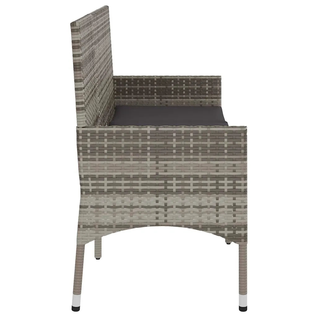 Panca da Giardino-Panca da esterno a 3 Posti con Cuscini in Polyrattan Grigio
