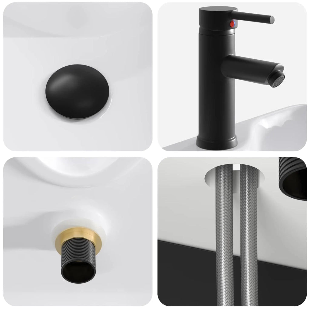 Mobile Lavabo da Parete Nero 39 x 41 x 62,5 cm