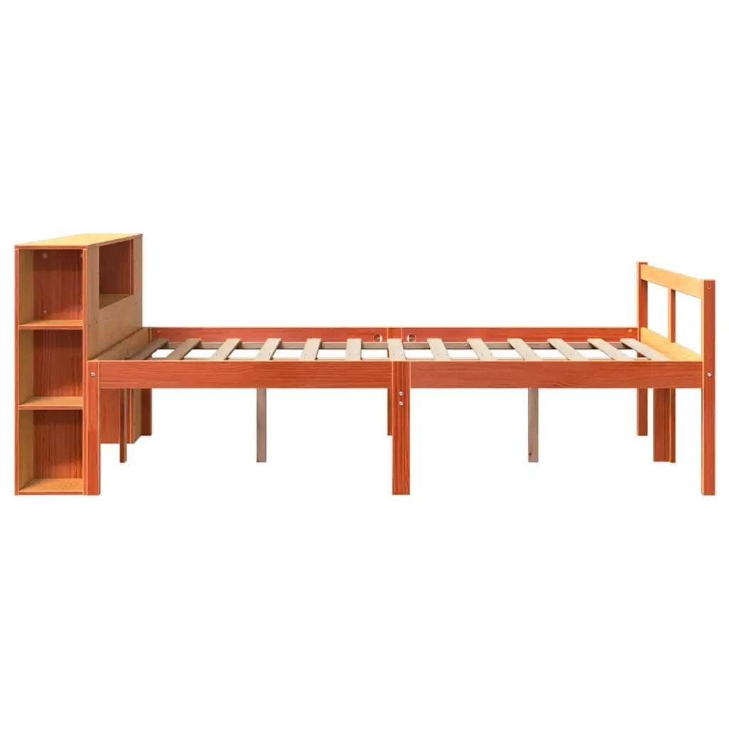 Letto Libreria senza Materasso-Struttura Letto con contenitore Marrone Cera 140x190 cm Legno 783930