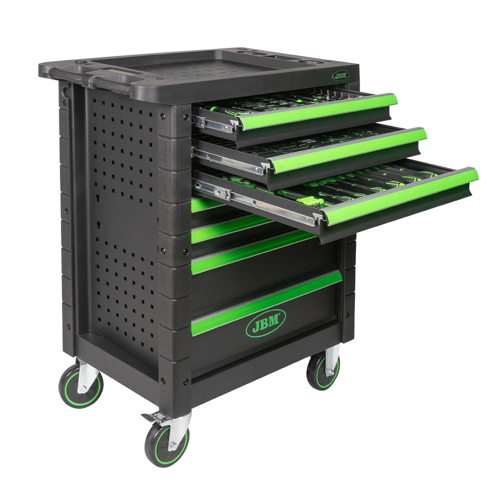 CARRELLO PORTAUTENSILI PORTA ATTREZZI OFFICINA 7 CASSETTI 172 UTENSILI JBM 53904