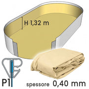 Liner Per Piscine Ovali In Lamiera Di Acciaio 5,50 X 3,66 X H. 1,32 - Colore Azzurro- Spessore 0,60 Mm Colore: Sabbia