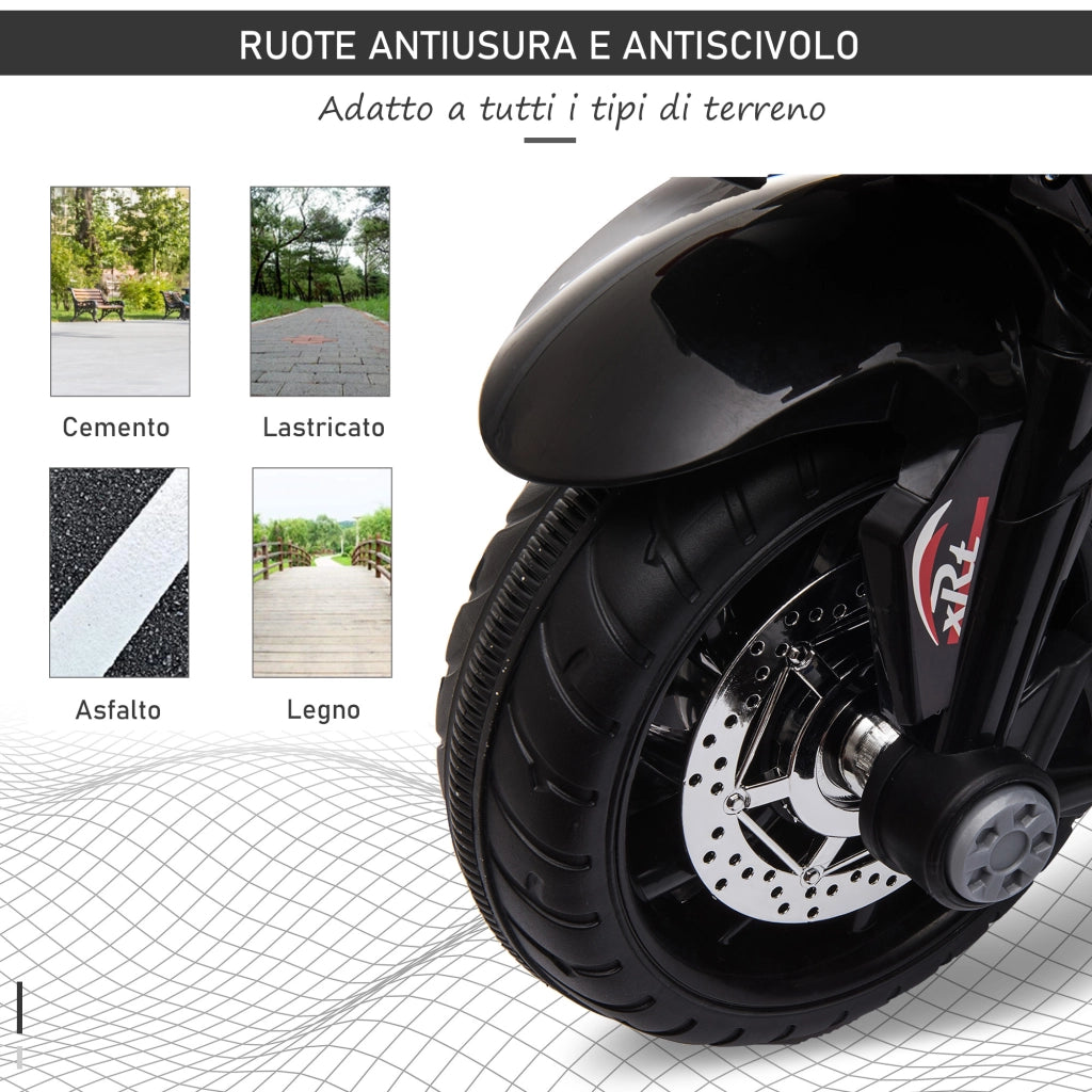 Moto Elettrica per Bambini 3-5 Anni con Luci e Musica ¨C zephmum ¨C Nero 86x42x52 cm
