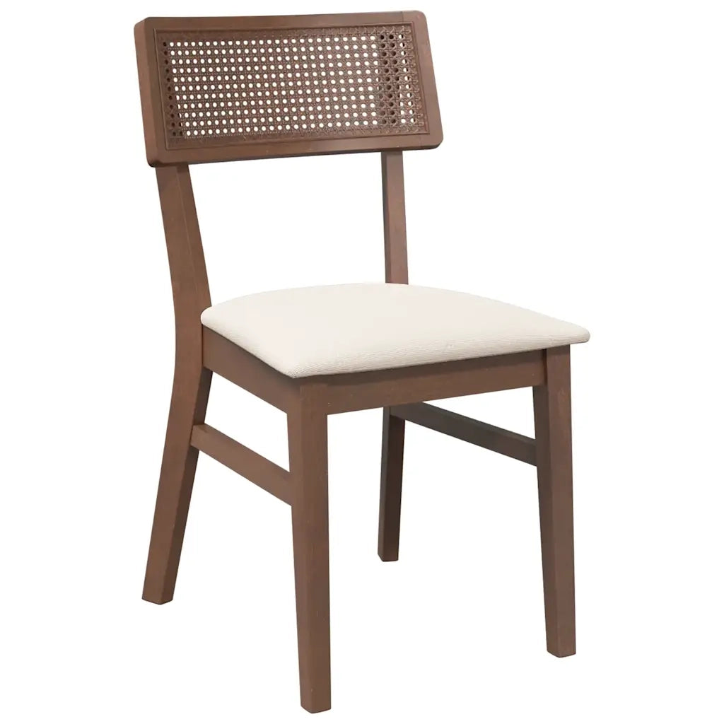 Sedie da Pranzo con Cuscini 2pz Marrone Legno Massello di Hevea