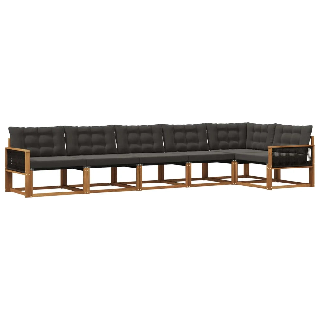 Set di divani da esterno 6 pz Naturale e Nero 3381456