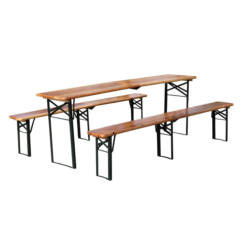 Set Tavolo e Panche Pieghevoli da Giardino ¨C MINIMAL ¨C Pino Massello 220 cm, 3 Pezzi