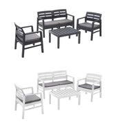 Trade Shop - Set Salotto Da Esterno Arredo Giardino Java Con Tavolino 2 Poltrone Divano Con Cuscini -