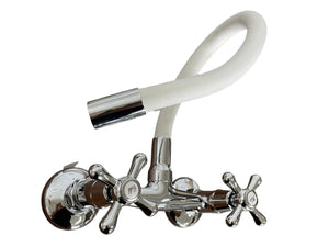 Rubinetto a parete con canna flessibile 