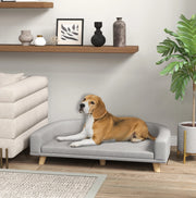 Divano per cani rialzato grigio con cuscino 98x67x25 cm