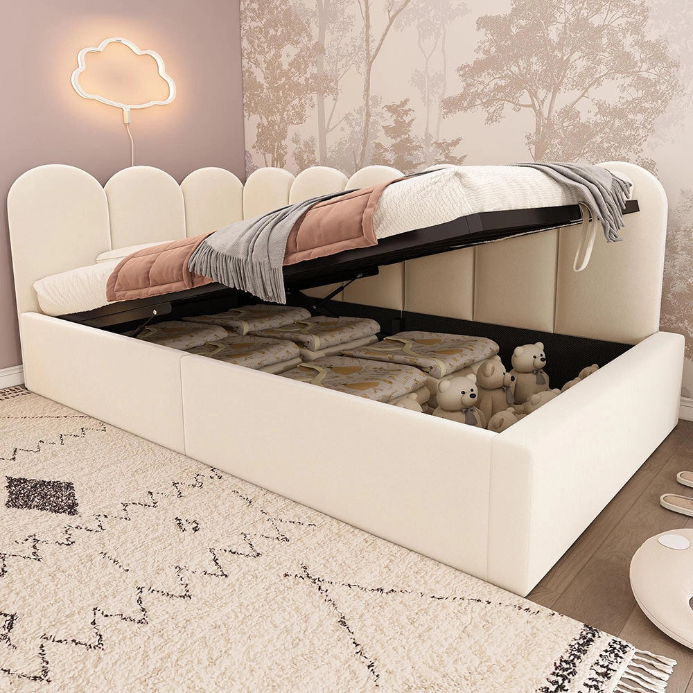 Divano letto daybed - Xylo - 90x190 cm contenitore idraulico beige