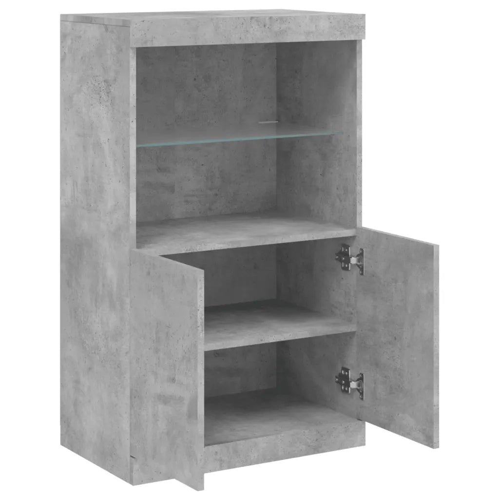 Credenza con Luci LED-Buffet-Armadio da cucina Grigio Cemento 60,5x37x100 cm 146596